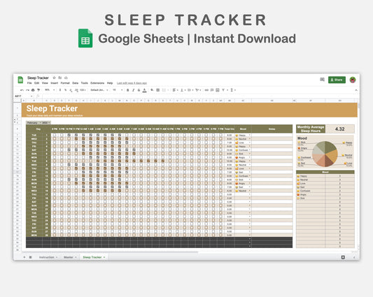 Google Sheets - Sleep Tracker - Boho