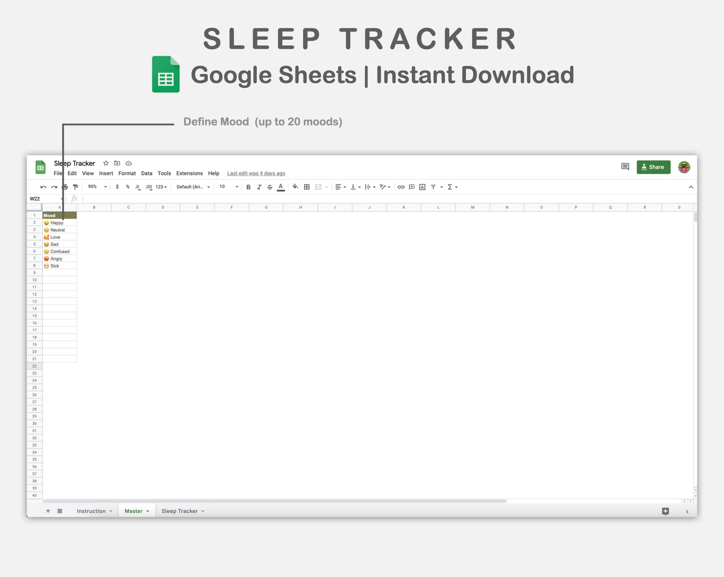 Google Sheets - Sleep Tracker - Boho