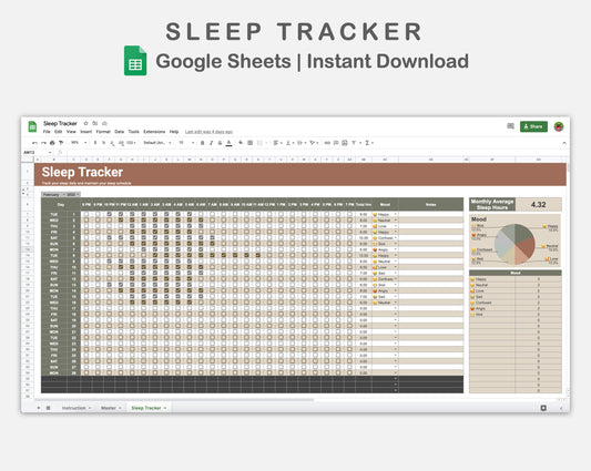 Google Sheets - Sleep Tracker - Earthy
