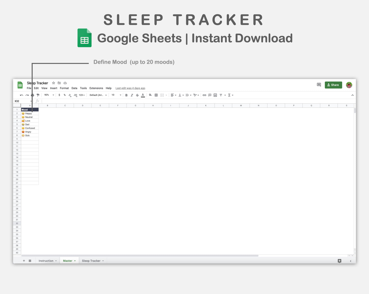 Google Sheets - Sleep Tracker - Sweet