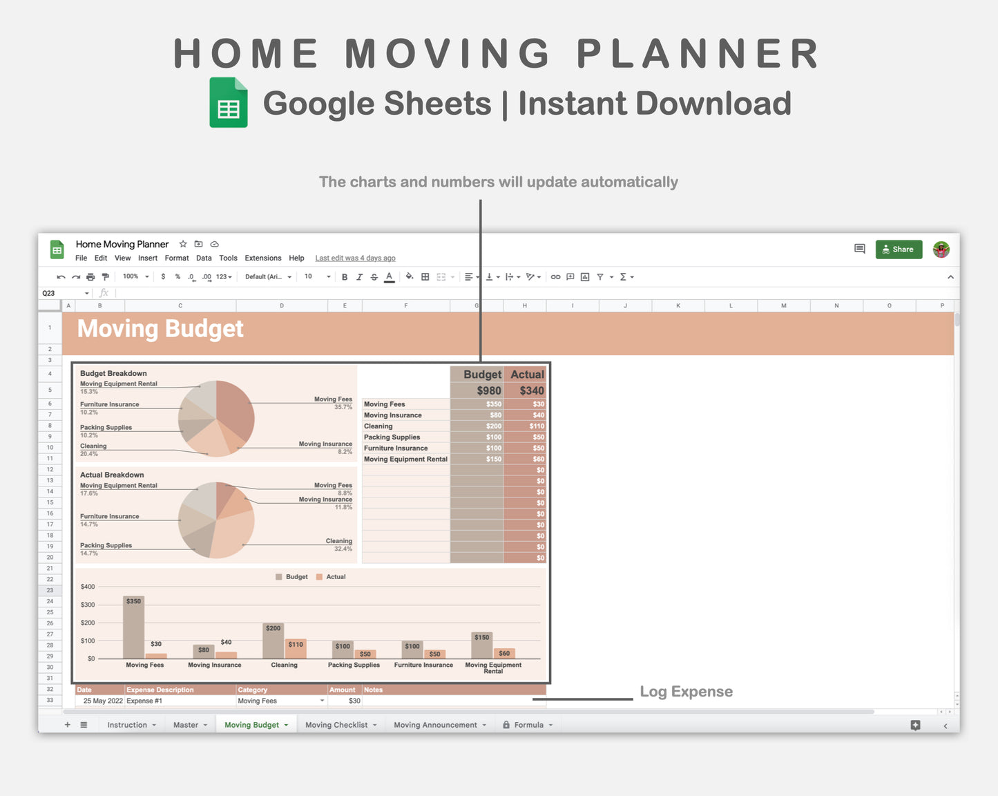 Google Sheets - Home Moving Planner - Neutral