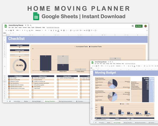 Google Sheets - Home Moving Planner - Sweet