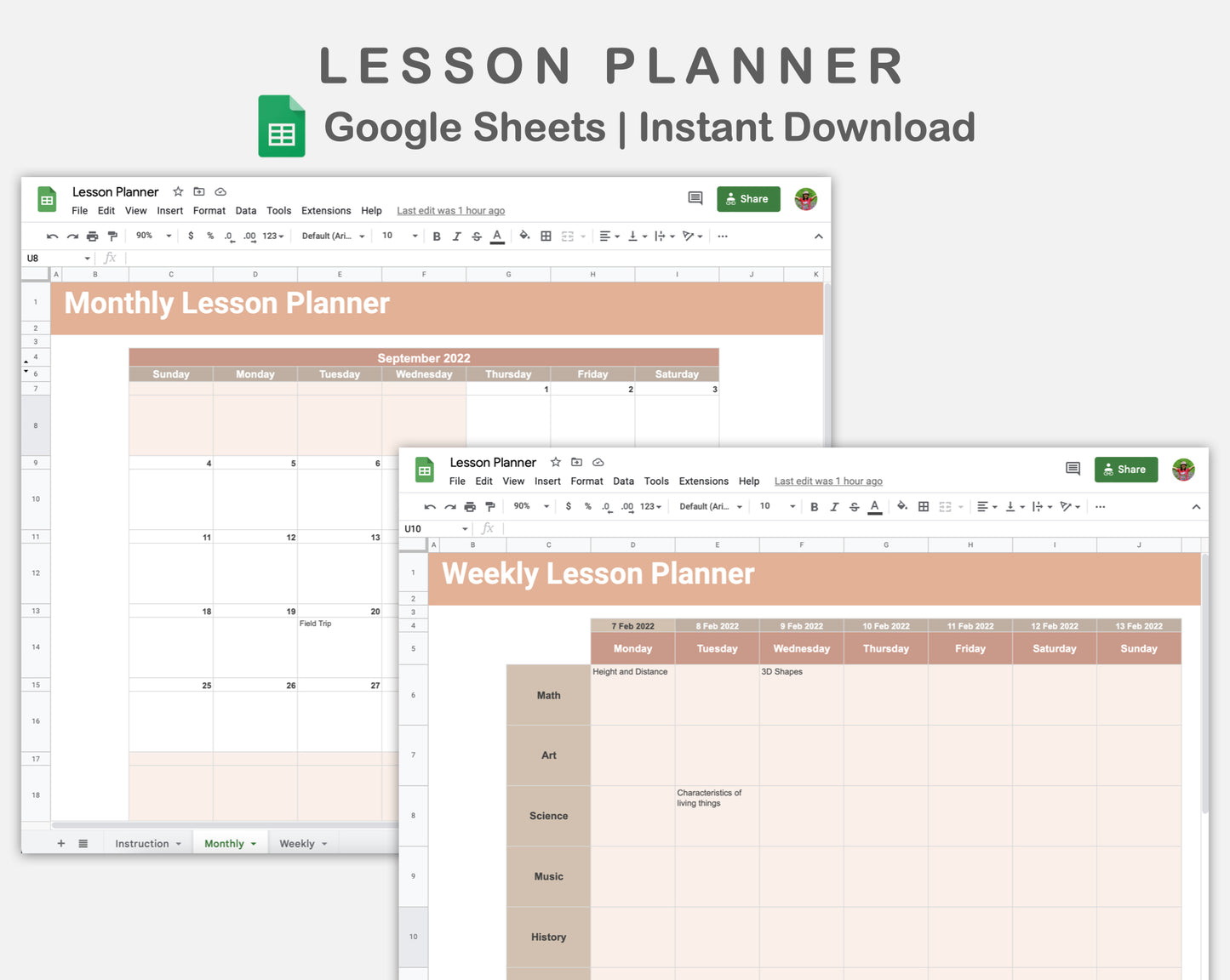 Google Sheets - Lesson Planner - Neutral