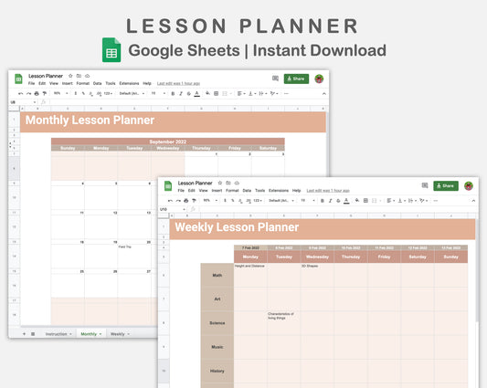 Google Sheets - Lesson Planner - Neutral