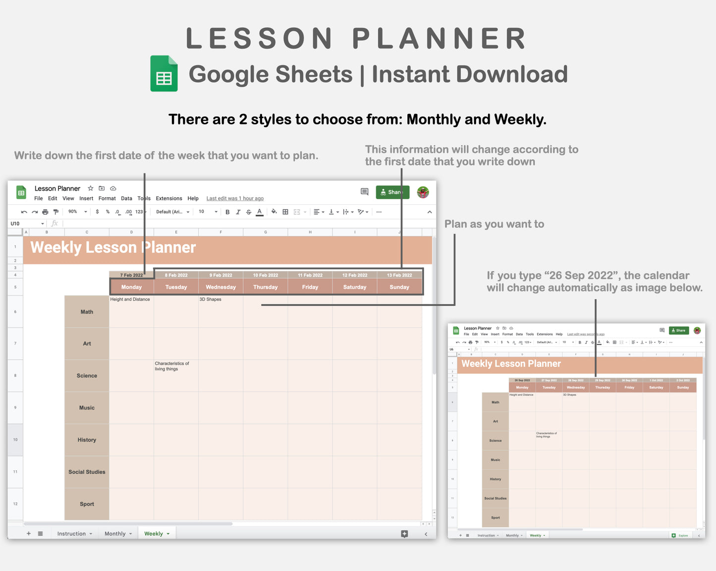 Google Sheets - Lesson Planner - Neutral