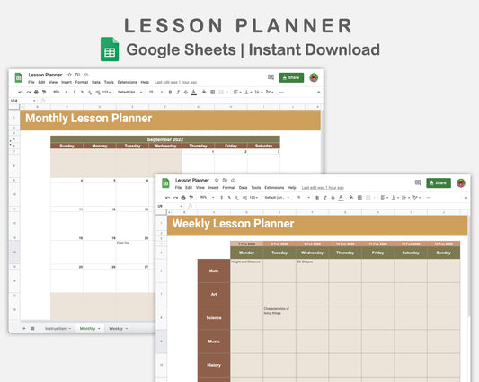 Google Sheets - Lesson Planner - Boho