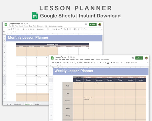 Google Sheets - Lesson Planner - Sweet