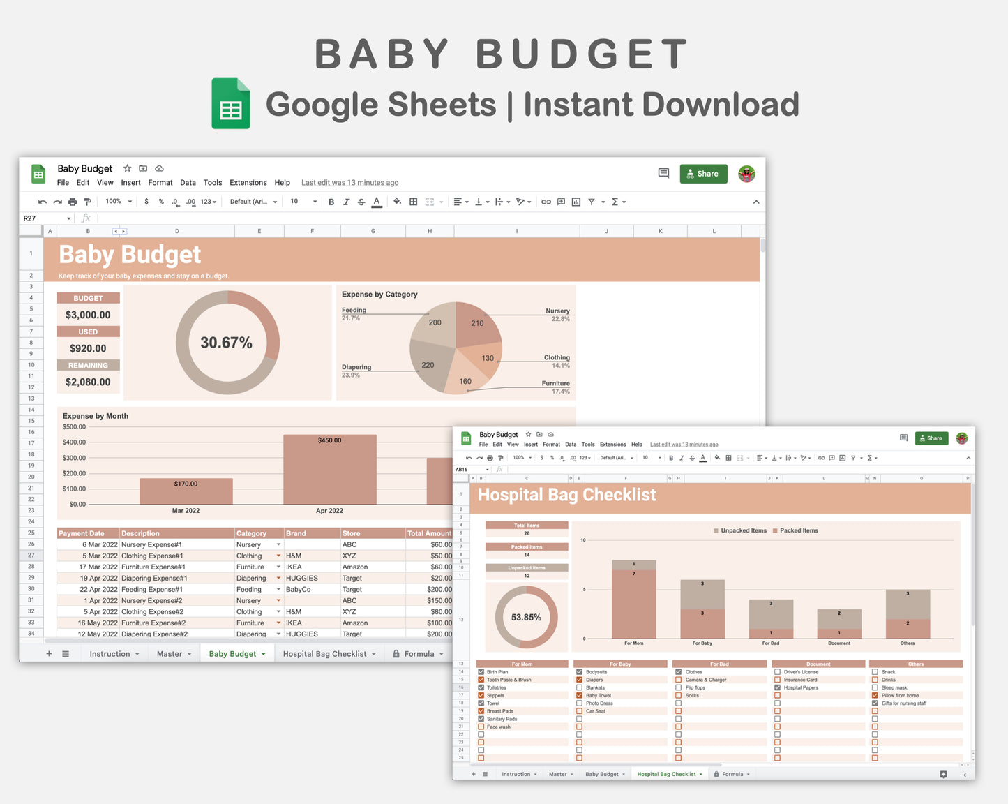Google Sheets - Baby Budget - Neutral