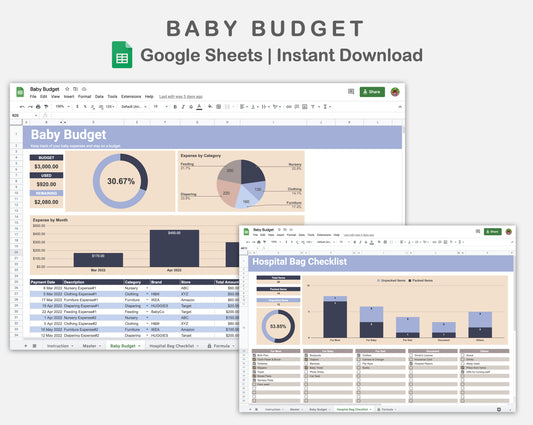 Google Sheets - Baby Budget - Sweet