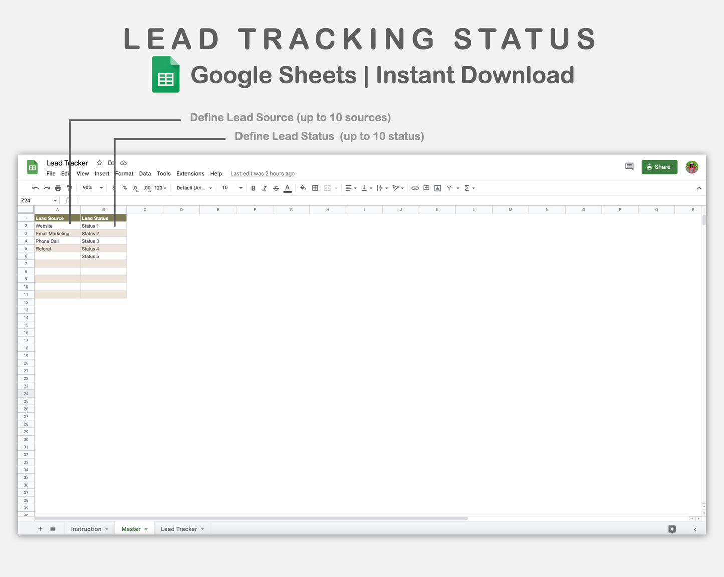 Google Sheets - Lead Tracking Status - Boho