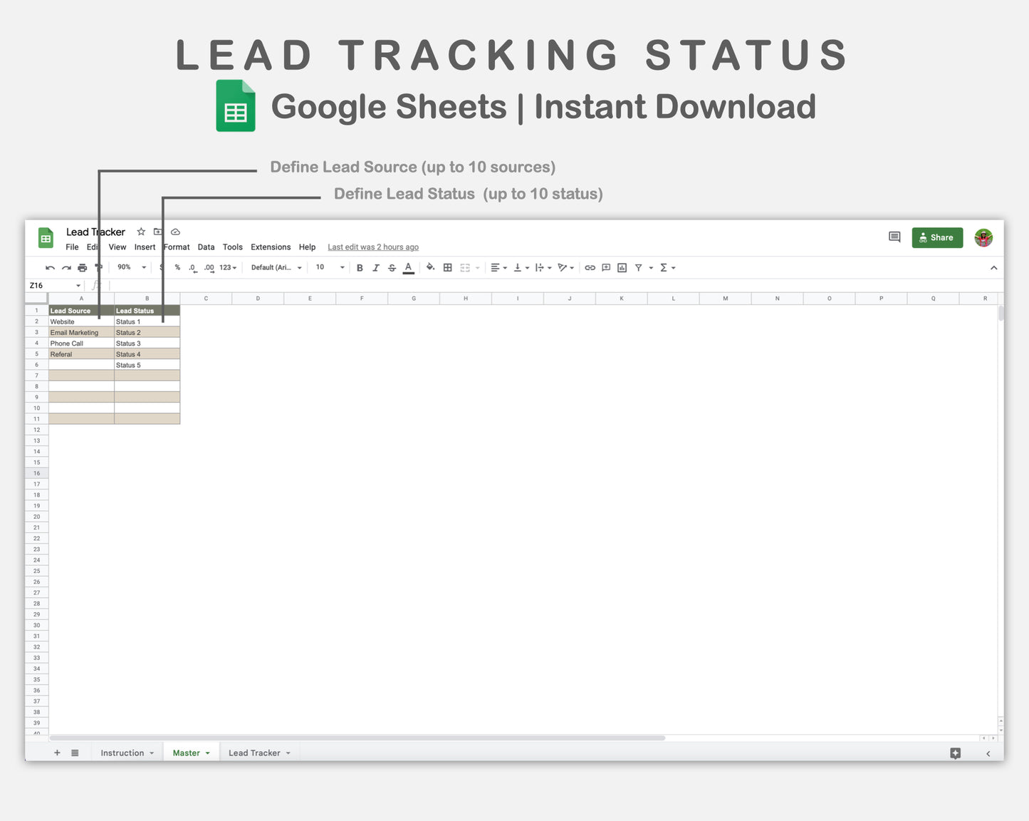 Google Sheets - Lead Tracking Status - Earthy