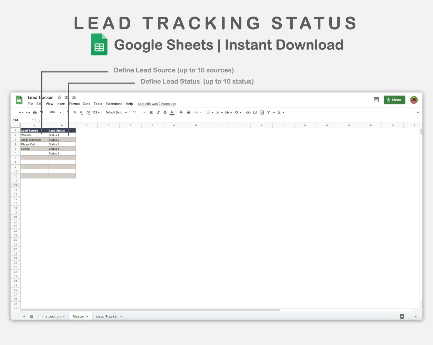 Google Sheets - Lead Tracking Status - Sweet