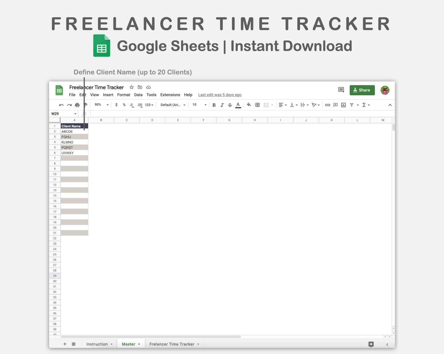 Google Sheets - Freelancer Time Tracker - Sweet
