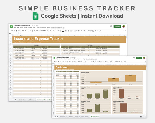 Google Sheets - Simple Business Tracker  - Boho