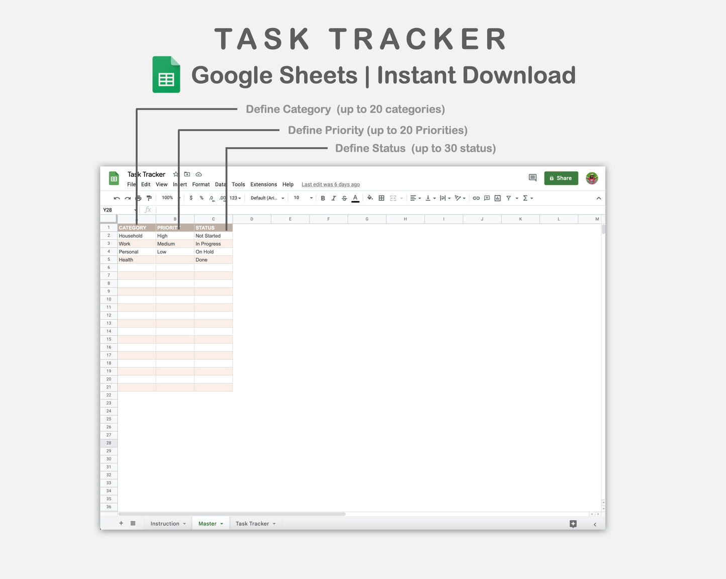 Google Sheets - Task Tracker  - Neutral