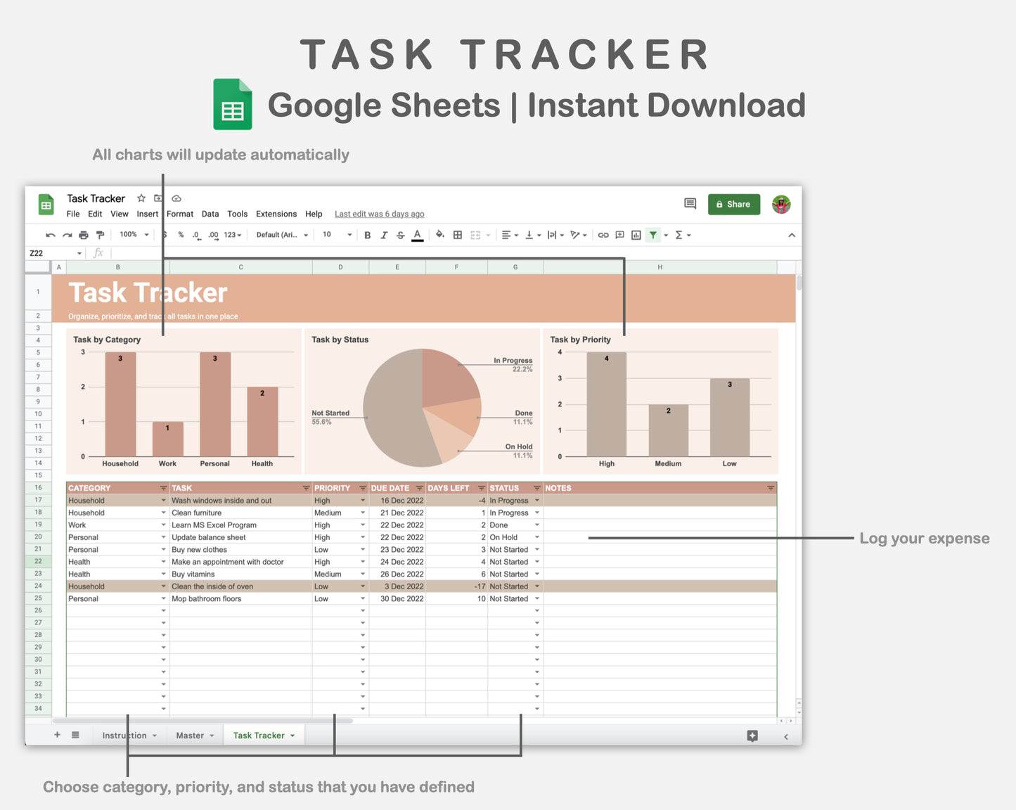 Google Sheets - Task Tracker  - Neutral