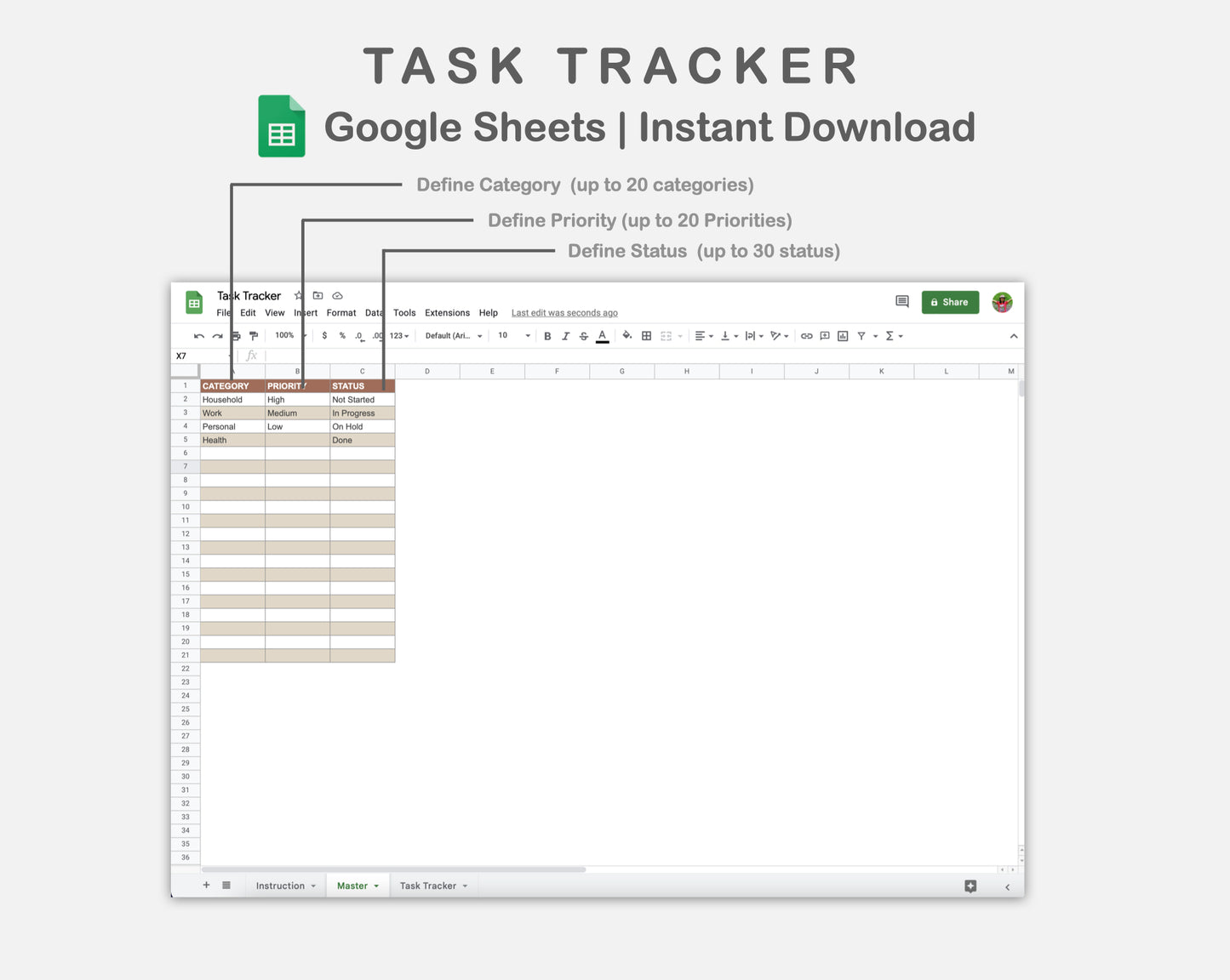 Google Sheets - Task Tracker - Earthy