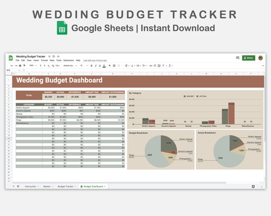 Google Sheets - Wedding Budget Tracker - Earthy