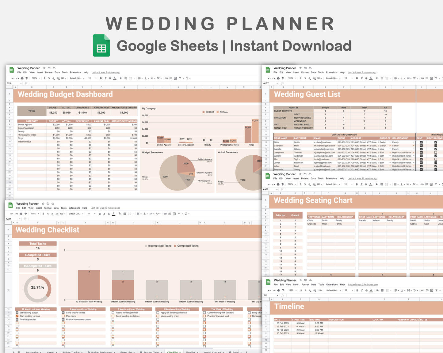 Google Sheets - Wedding Planner - Neutral