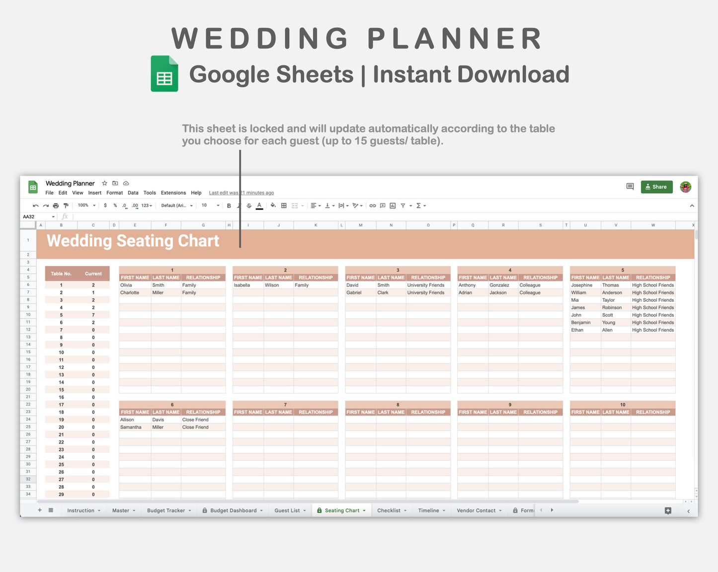 Google Sheets - Wedding Planner - Neutral