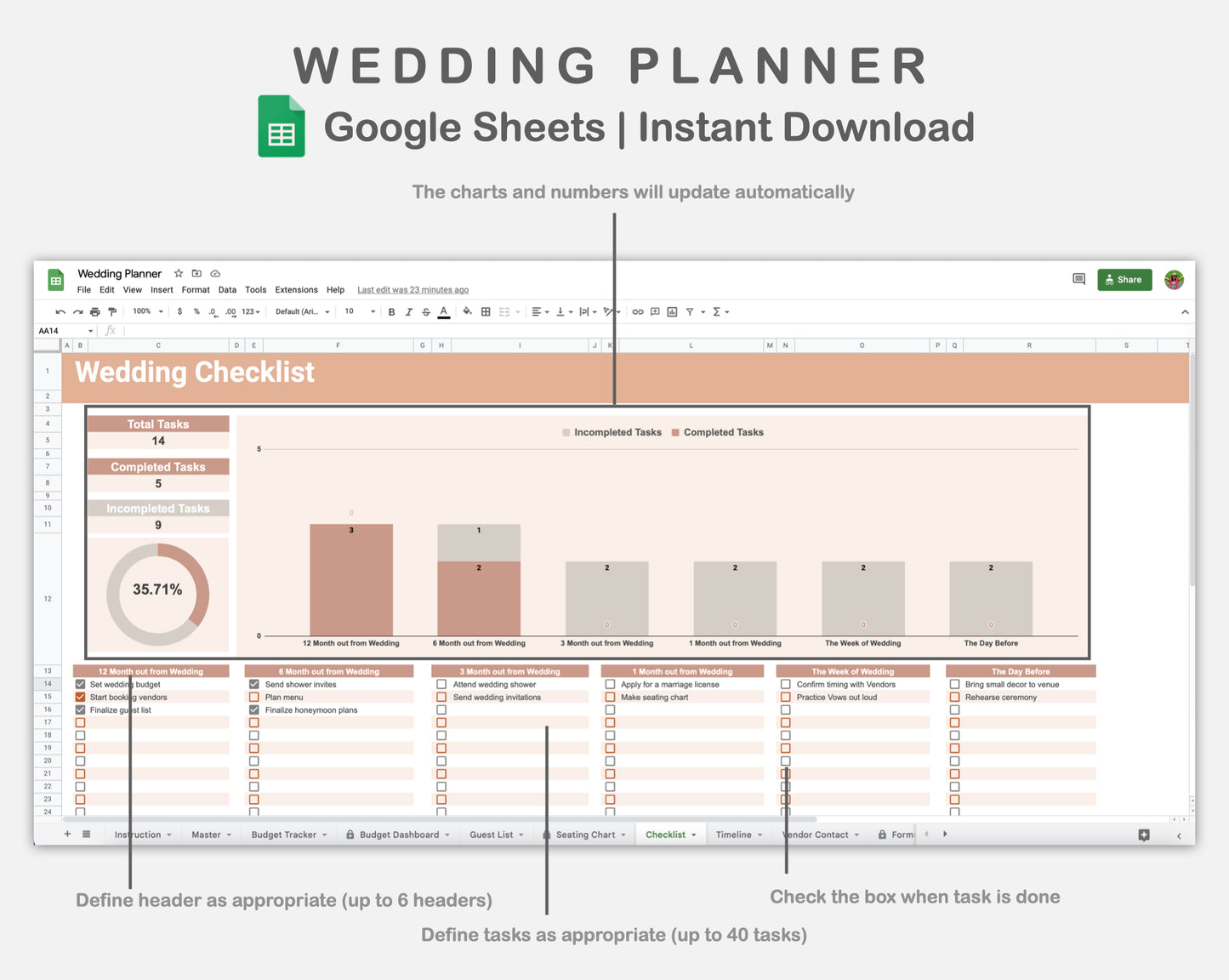 Google Sheets - Wedding Planner - Neutral