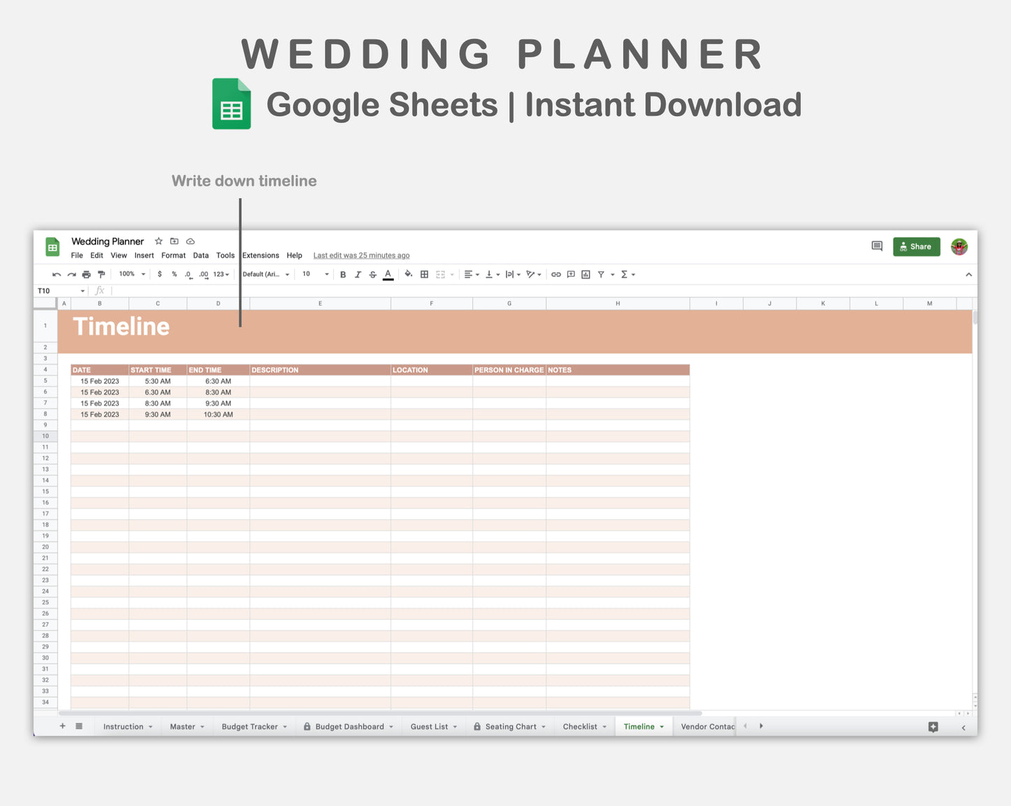 Google Sheets - Wedding Planner - Neutral