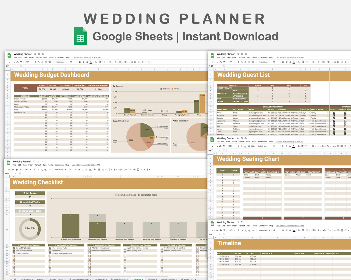 Google Sheets - Wedding Planner - Boho