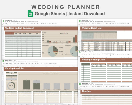 Google Sheets - Wedding Planner - Earthy