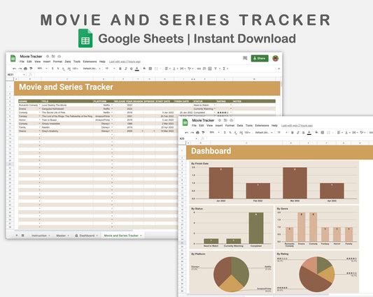 Google Sheets - Movie and Series Tracker - Boho
