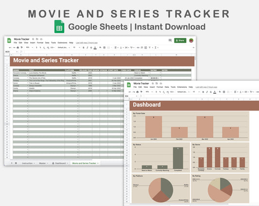 Google Sheets - Movie and Series Tracker - Earthy