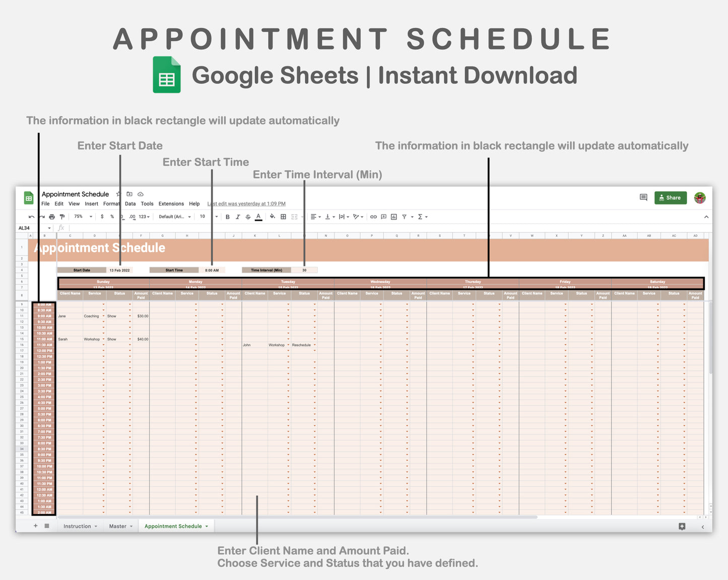 Google Sheets - Appointment Schedule - Neutral