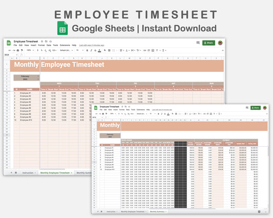 Google Sheets - Employee Timesheet - Neutral