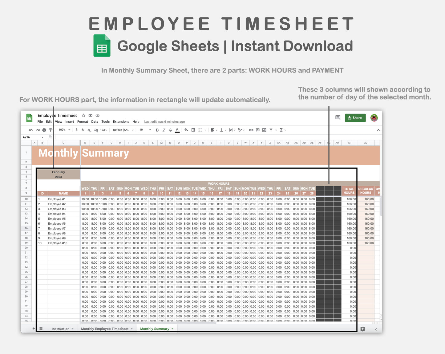 Google Sheets - Employee Timesheet - Neutral