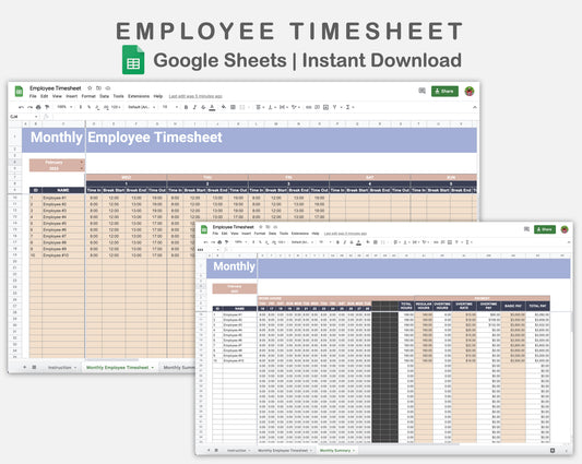 Google Sheets - Employee Timesheet - Sweet