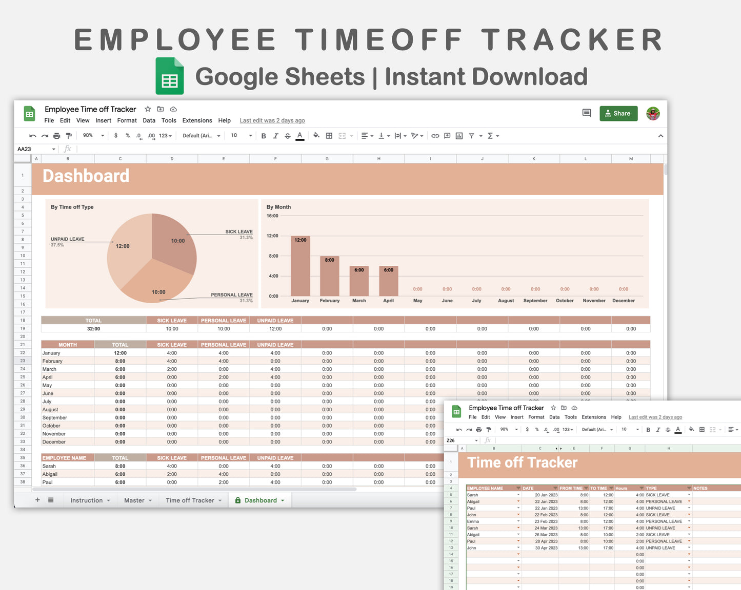 Google Sheets - Employee Time off Tracker - Neutral