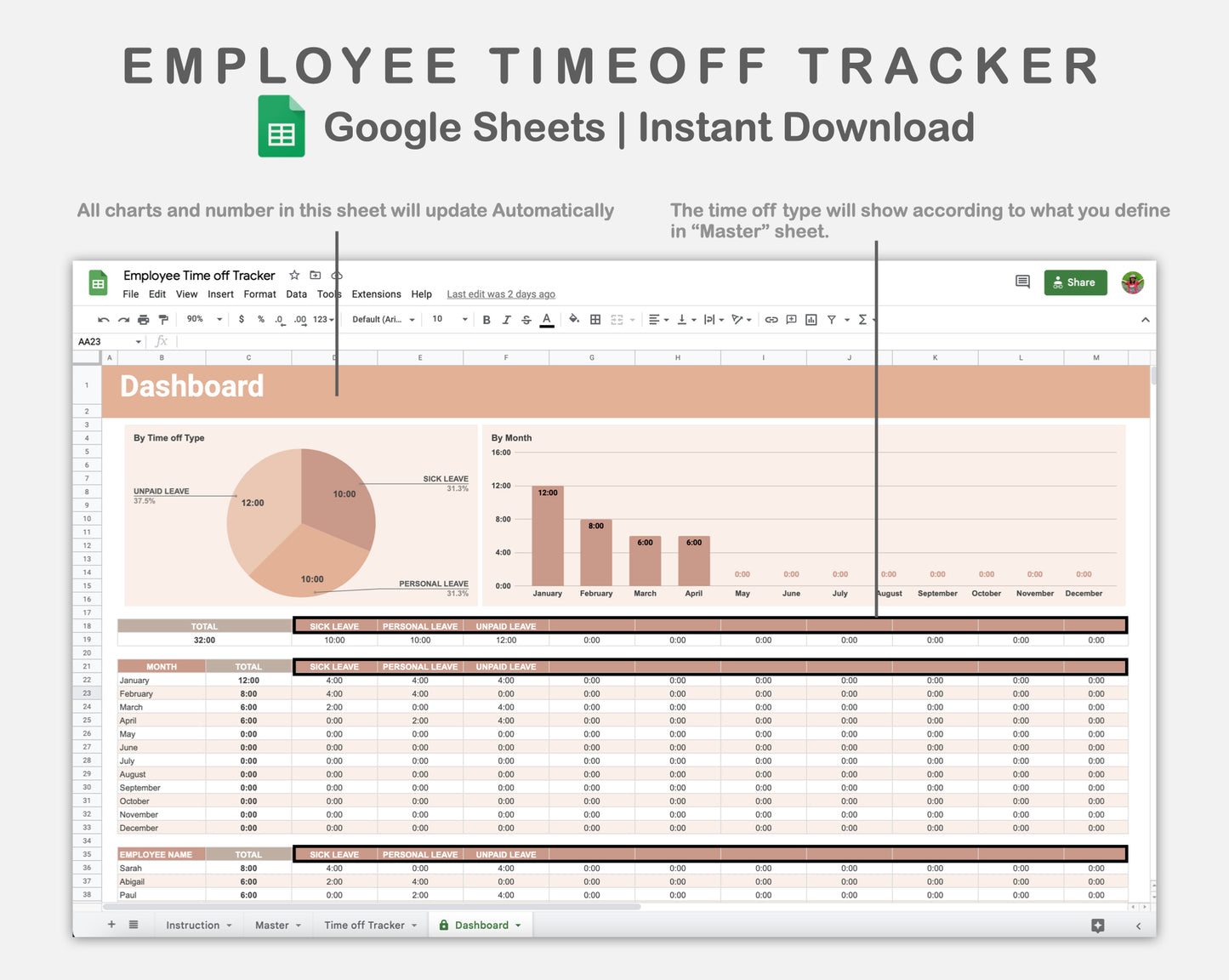 Google Sheets - Employee Time off Tracker - Neutral