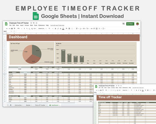 Google Sheets - Employee Time off Tracker - Earthy