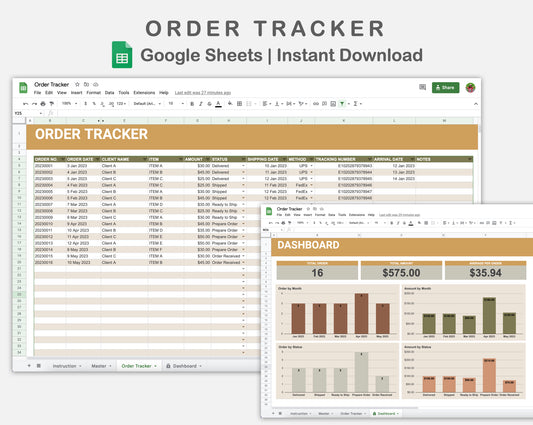 Google Sheets - Order Tracker - Boho