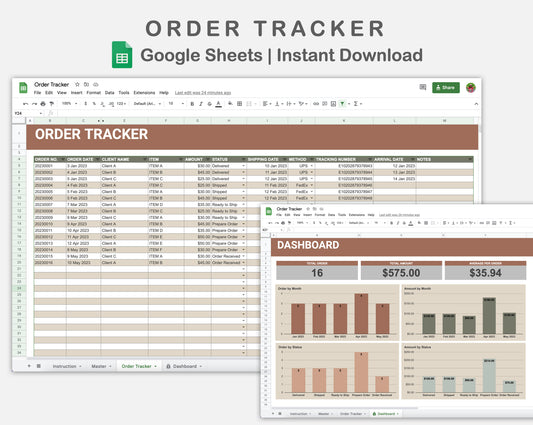 Google Sheets - Order Tracker - Earthy