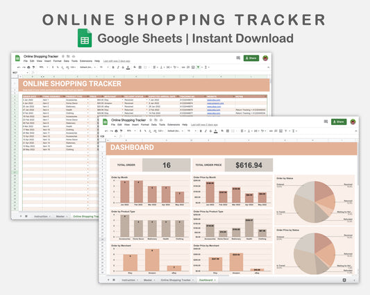 Google Sheets - Online Shopping Tracker - Neutral