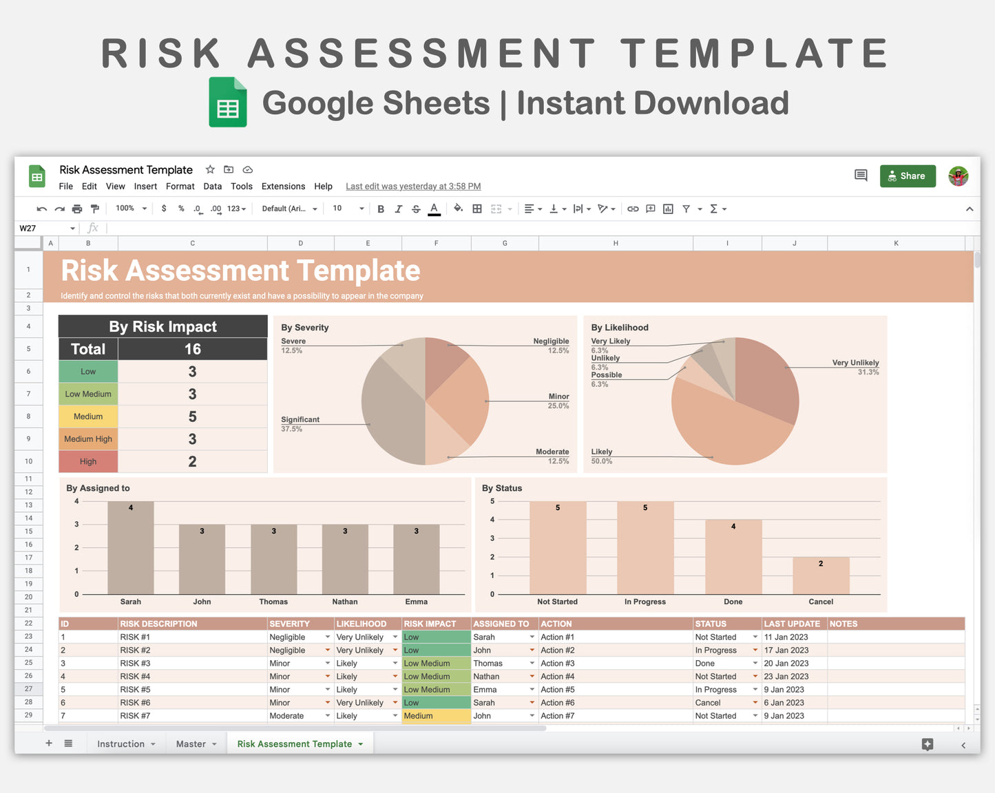 Google Sheets - Risk Assessment Template - Neutral
