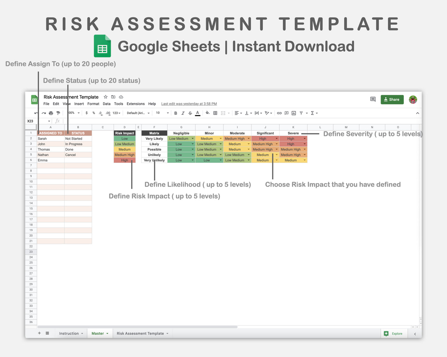 Google Sheets - Risk Assessment Template - Neutral