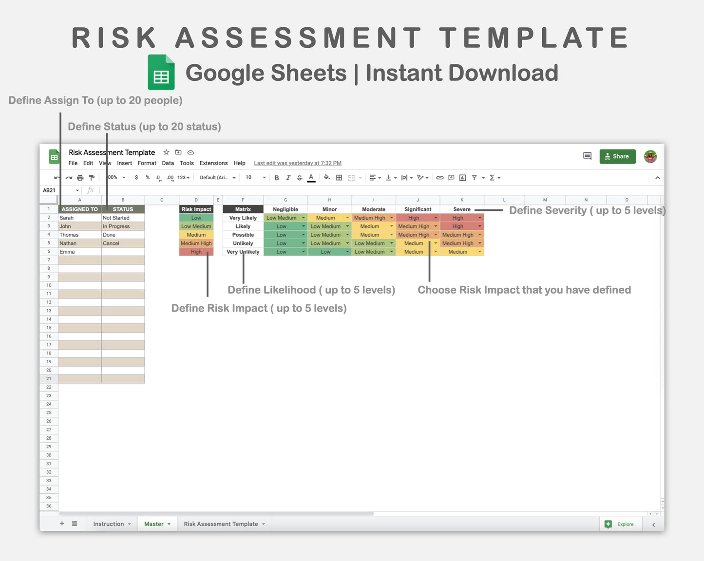 Google Sheets - Risk Assessment Template - Earthy