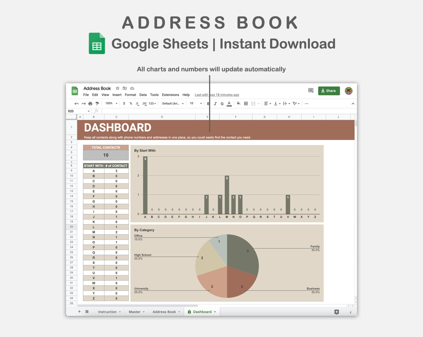 Google Sheets - Address Book - Earthy