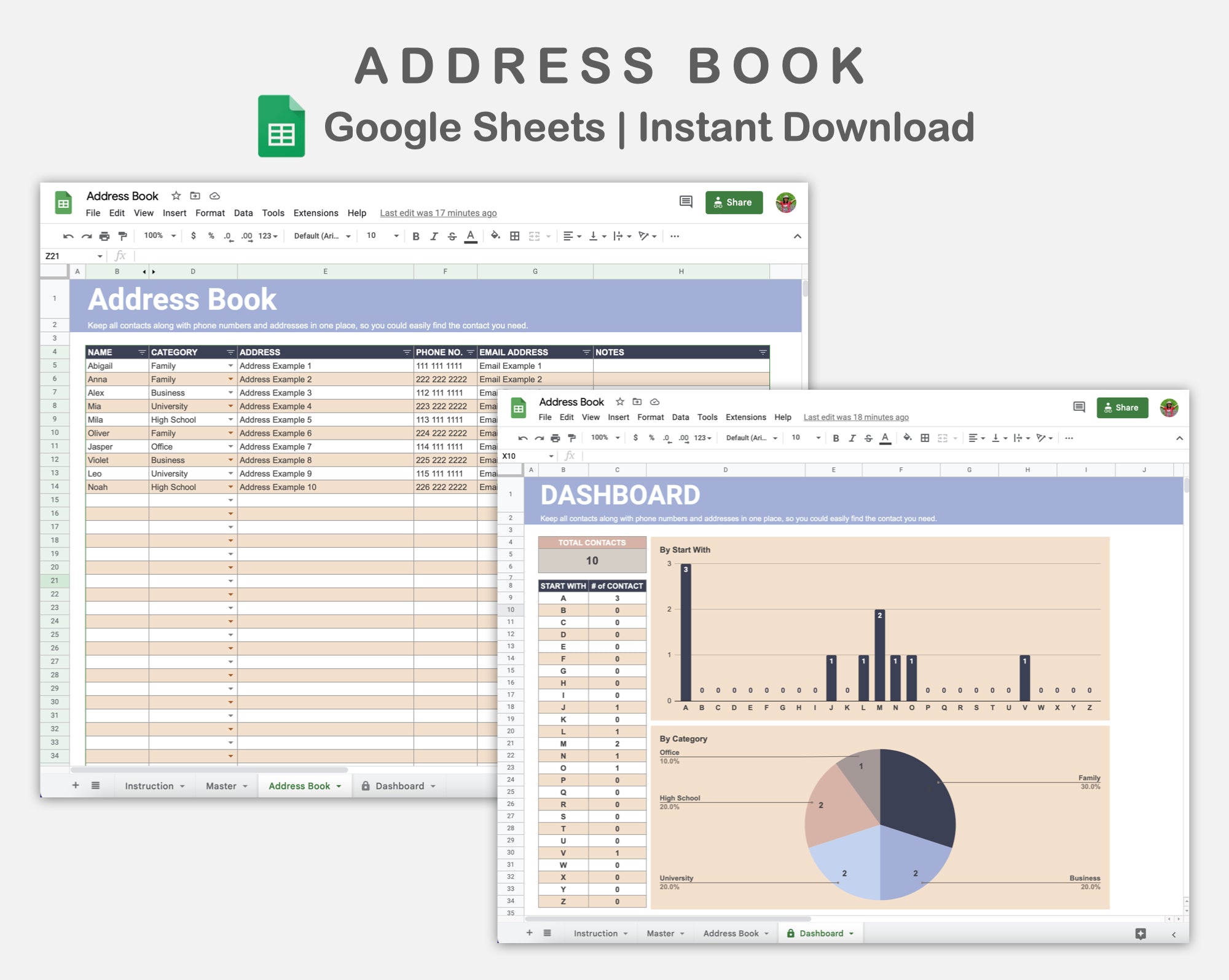 Google Sheets Address Book Sweet Kjunstudio