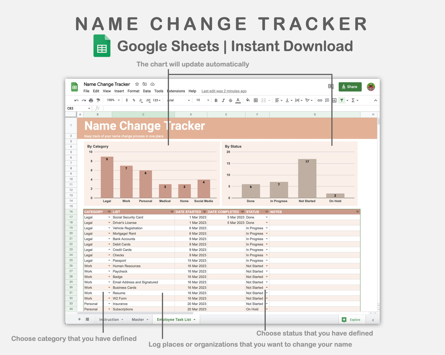 Google Sheets - Name Change Tracker - Neutral