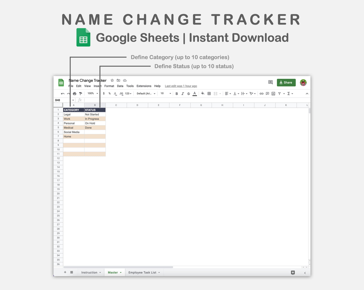 Google Sheets - Name Change Tracker - Sweet