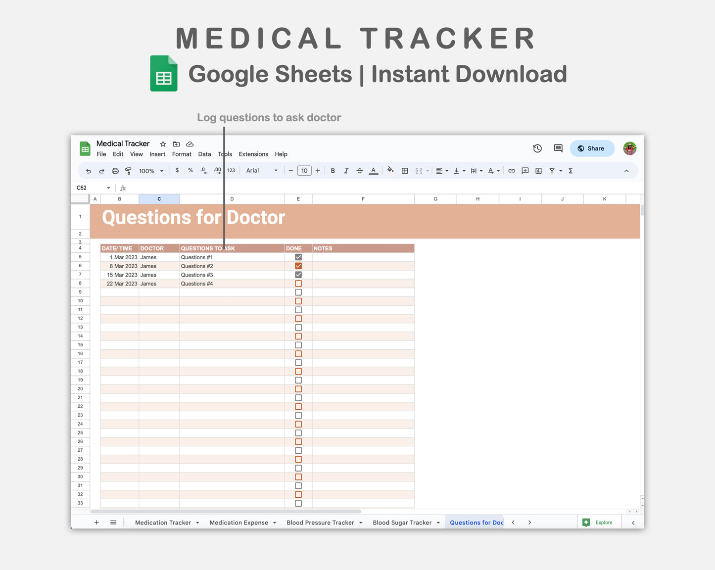Google Sheets - Medical Tracker - Neutral
