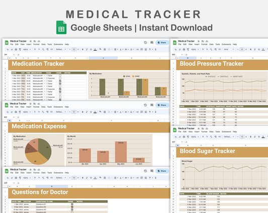 Google Sheets - Medical Tracker - Boho