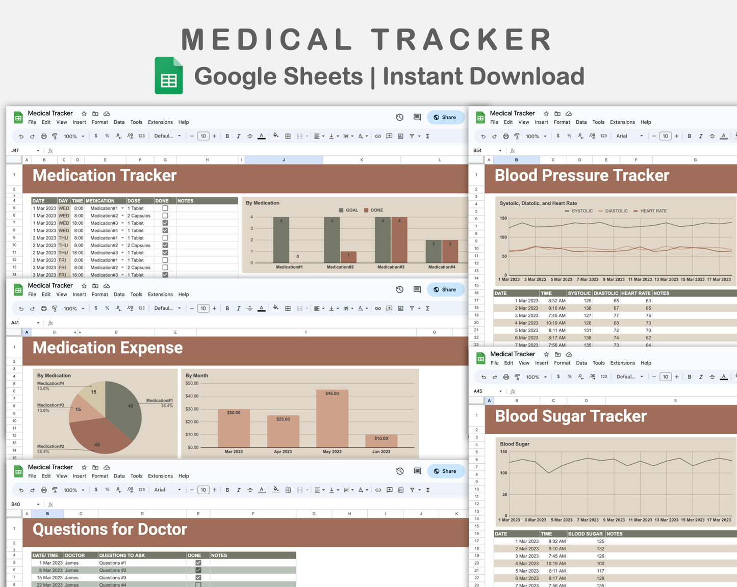 Google Sheets - Medical Tracker - Earthy